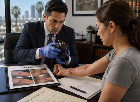 Dog bite wound documentation for personal injury claim in Los Angeles