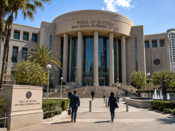 Hall of Justice San Diego Superior Court where personal injury cases are filed and litigated