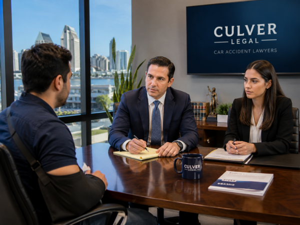 Culver Legal attorneys meeting with a San Diego car accident client