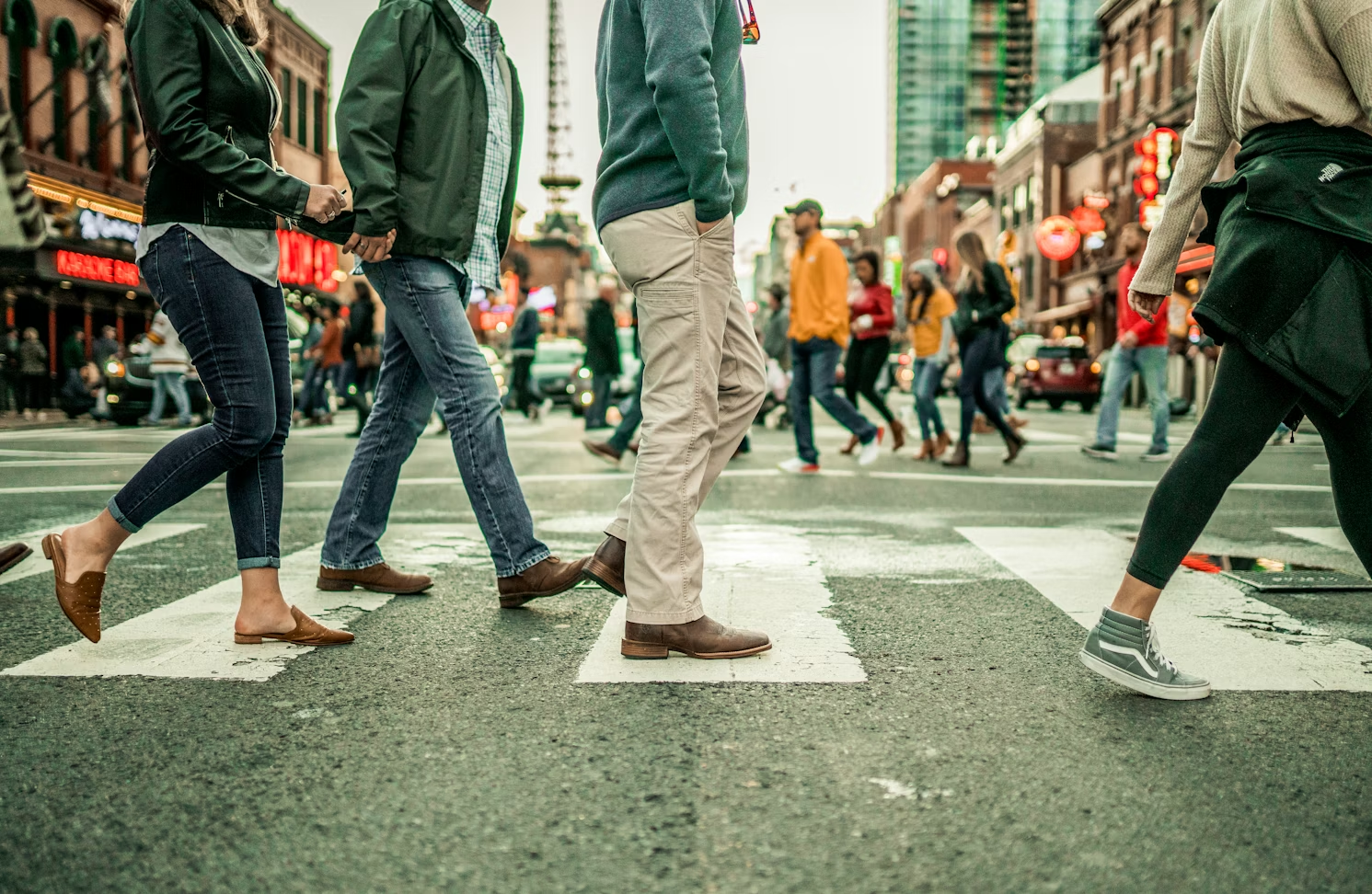 Huntington Park street traffic and pedestrian crossing near accident site