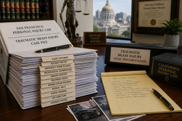 Traumatic brain injury legal documentation and medical records in San Francisco case