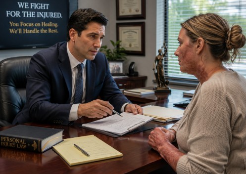 Legal team at Culver Legal reviewing a burn injury case file in Los Angeles