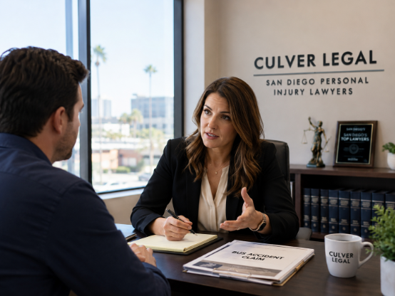 Bus accident injury claim documentation in San Diego