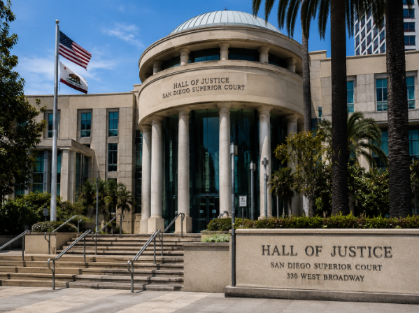 Hall of Justice San Diego where rideshare accident civil cases are filed