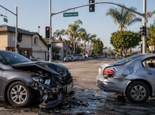 Gardena California street intersection near residential neighborhood where personal injury accidents occur