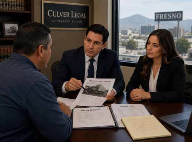 Culver Legal attorneys consulting with a truck accident client in Fresno, California
