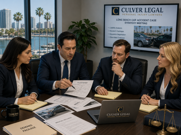 Culver Legal attorneys discussing a Long Beach car accident case strategy